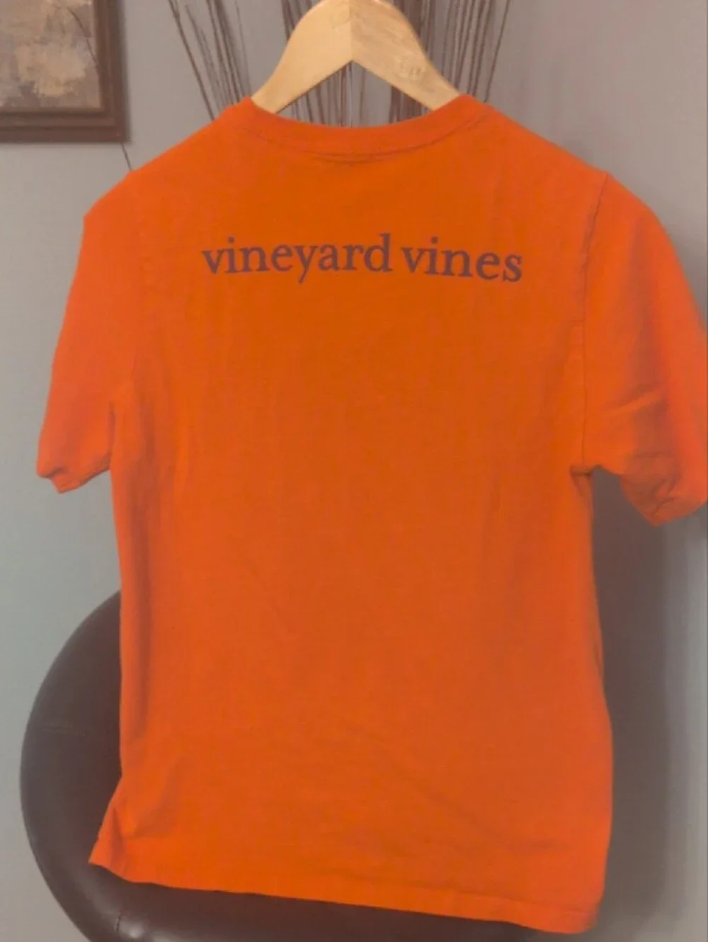 Vineyard Vines Orange Tee with Basketball Navy Whale Print